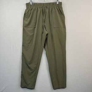 Apana Women's Large Pull On Pants Olive Green Drawstring Elastic Waist Pockets